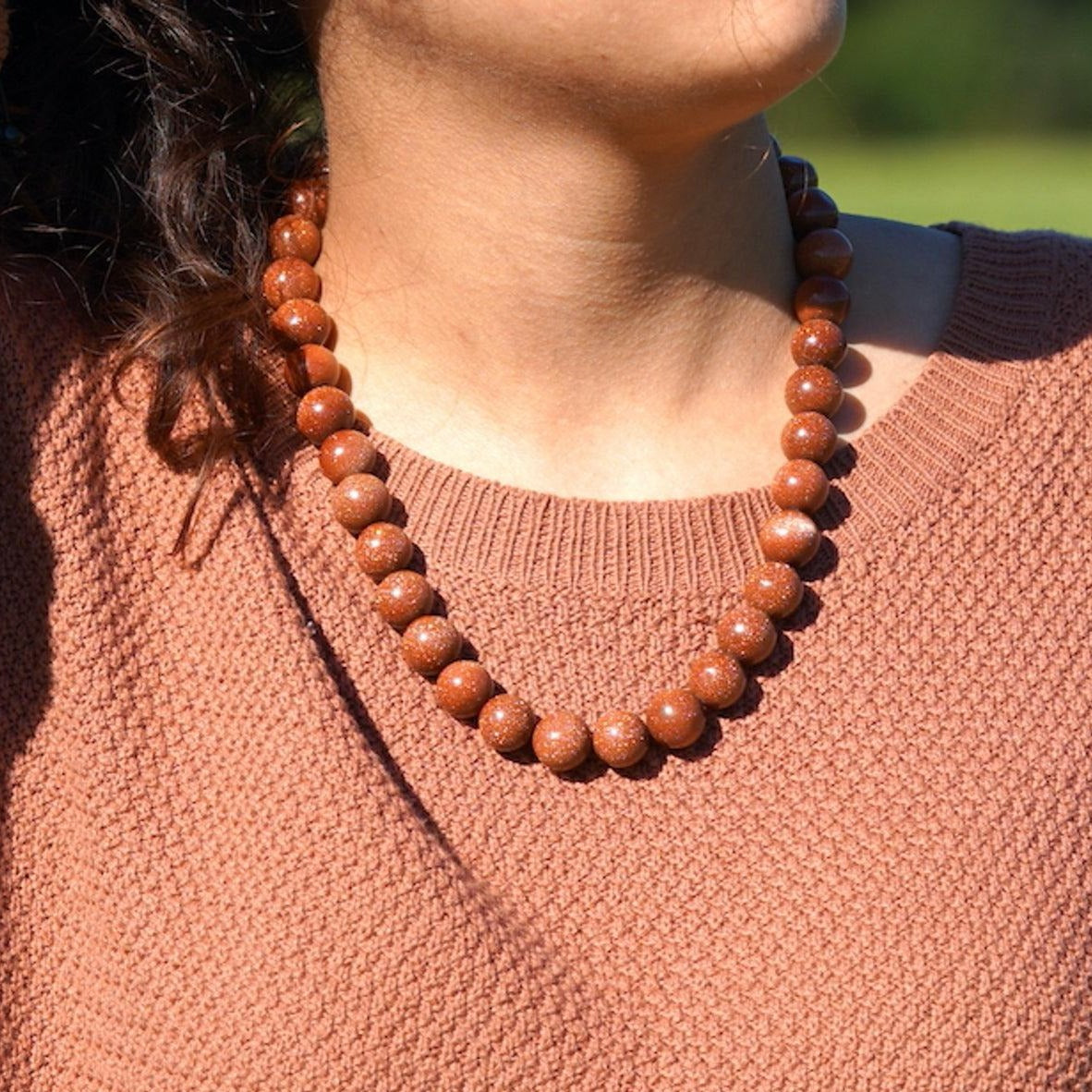 Goldstone sparkling stone necklace for every look at anyplace