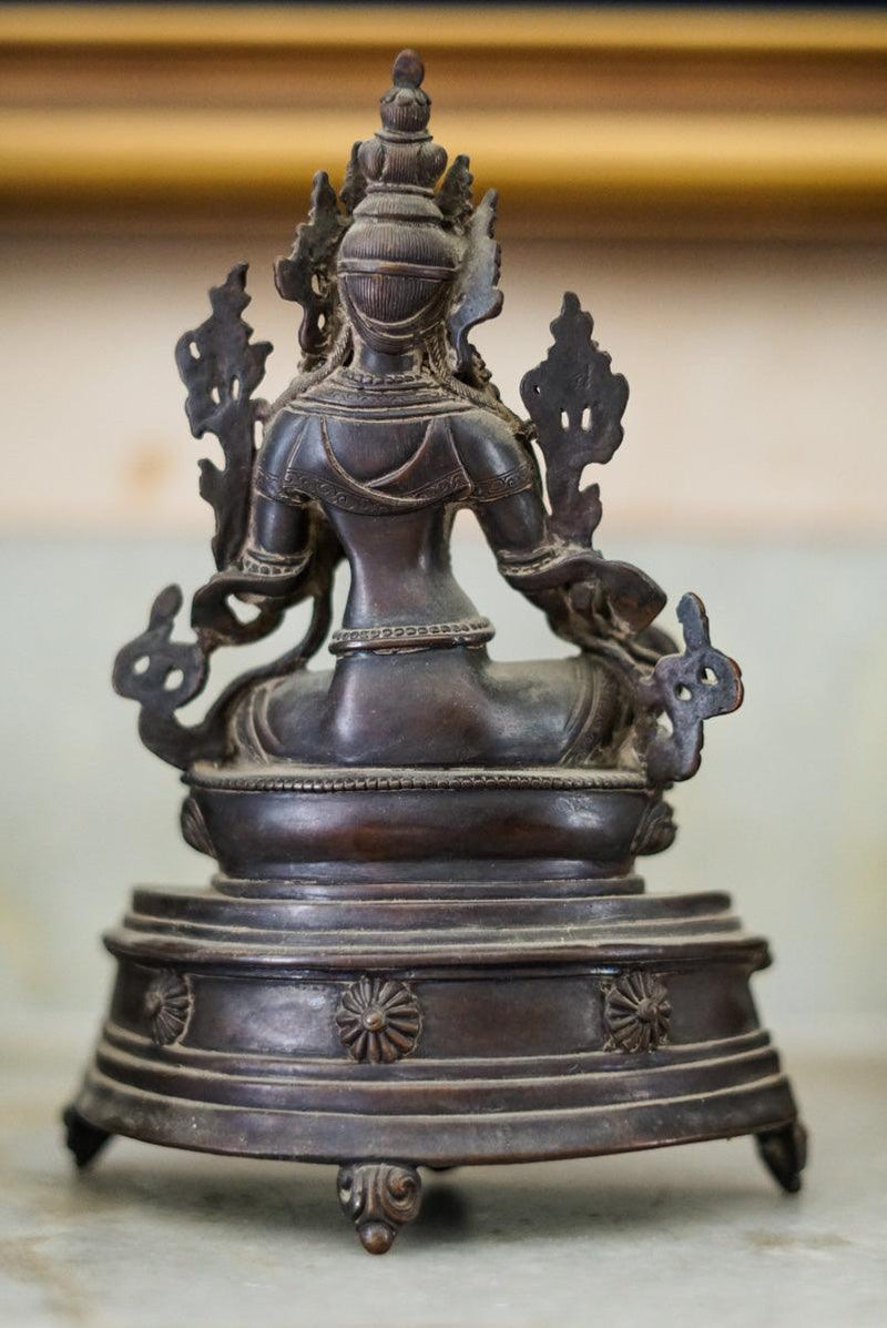 Buy best Oxidized Copper Green Tara Statue for your meditation altar. Statue for positivity. Buy Best Buddha Statue here. Best Buddhist gift or spiritual gifts for your family, friends and loved once.