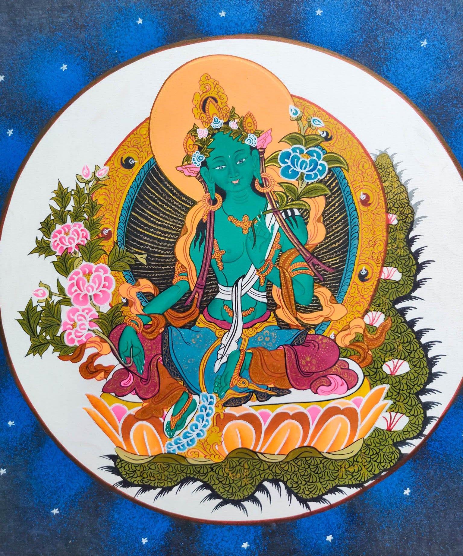 Cosmos Green Tara Thangka Painting