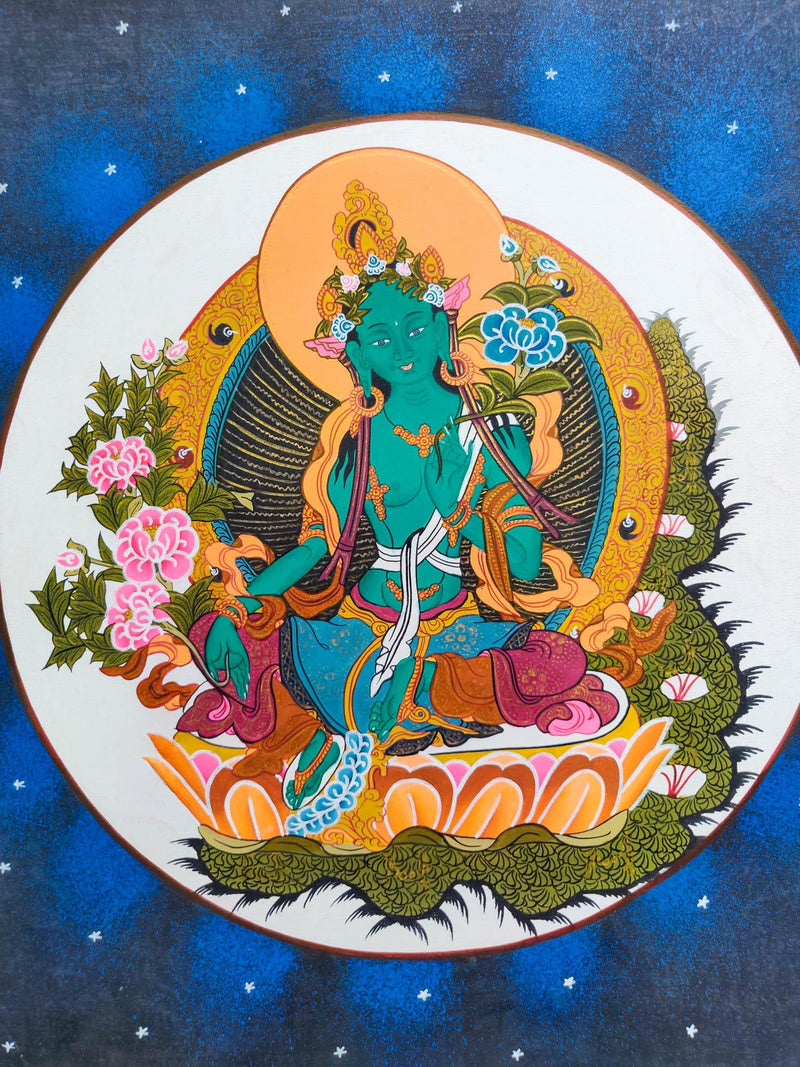 Cosmos Green Tara Thangka Painting