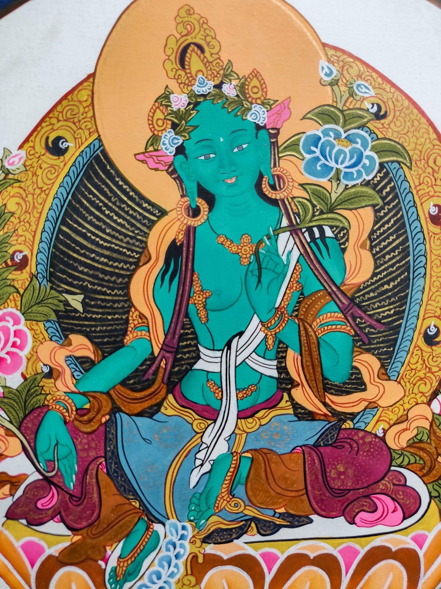 Cosmos Green Tara Thangka Painting