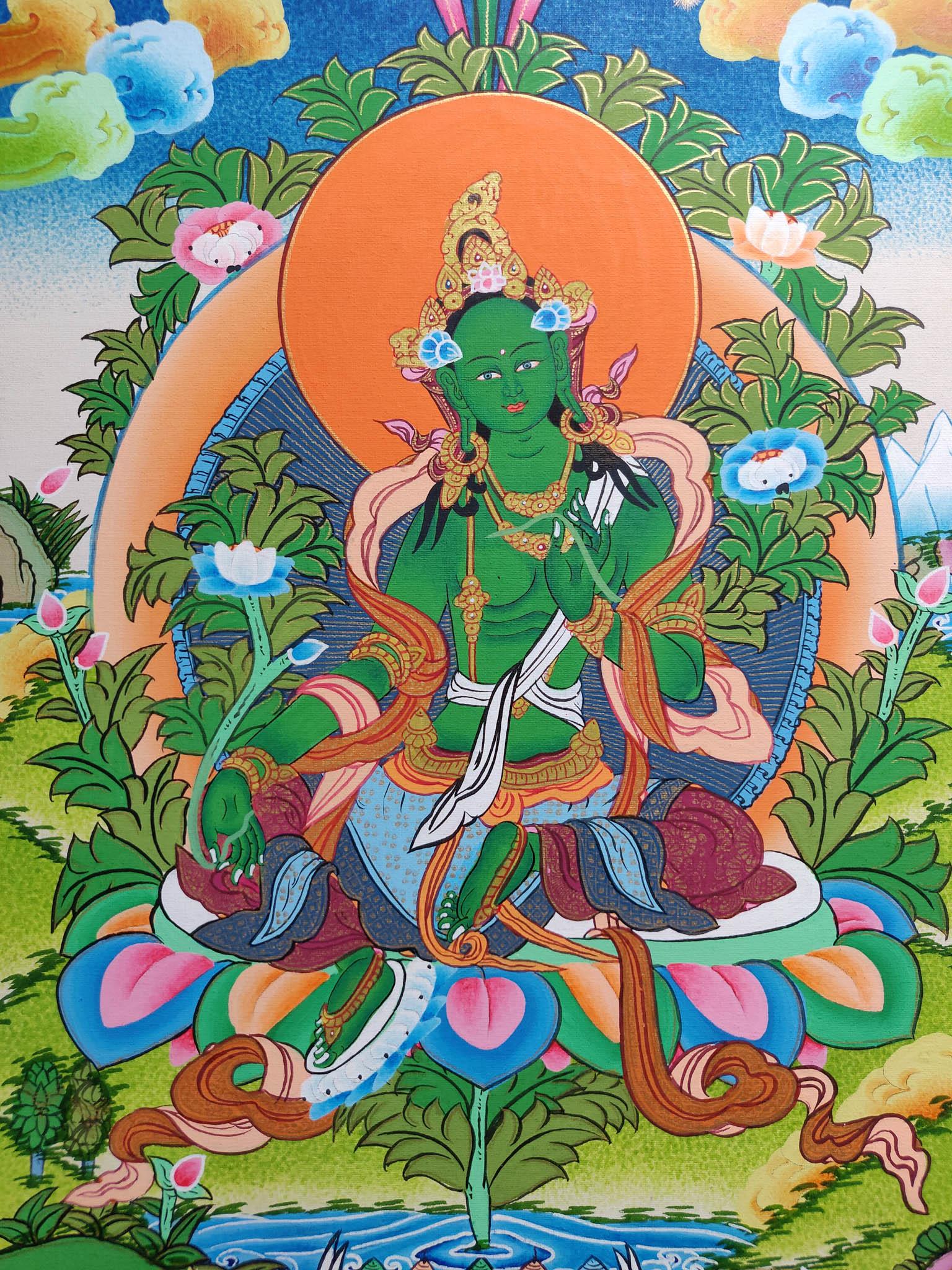 Green Tara Handmade Authentic thangka