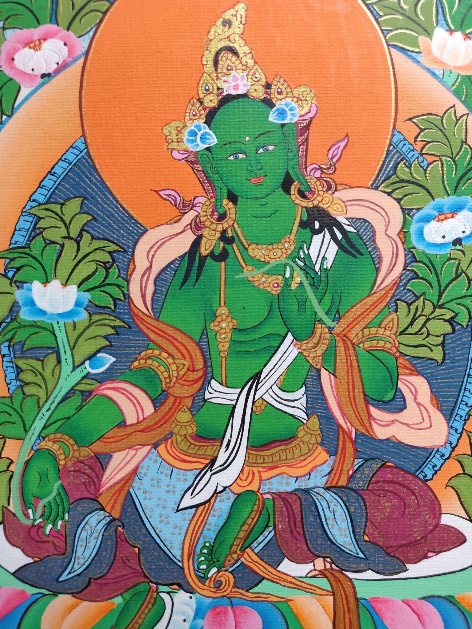 Green Tara Handmade Authentic thangka