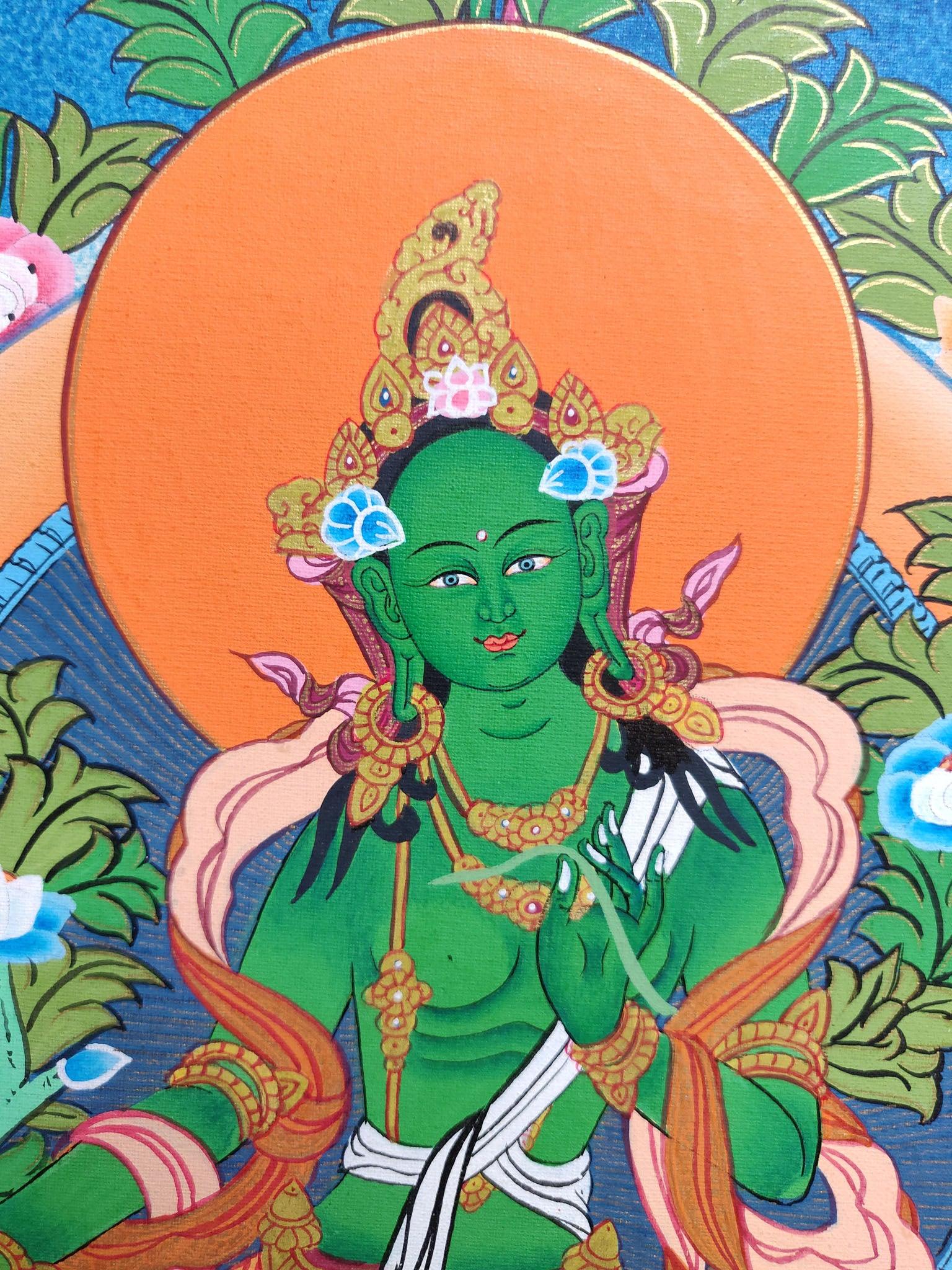 Green Tara Handmade Authentic thangka