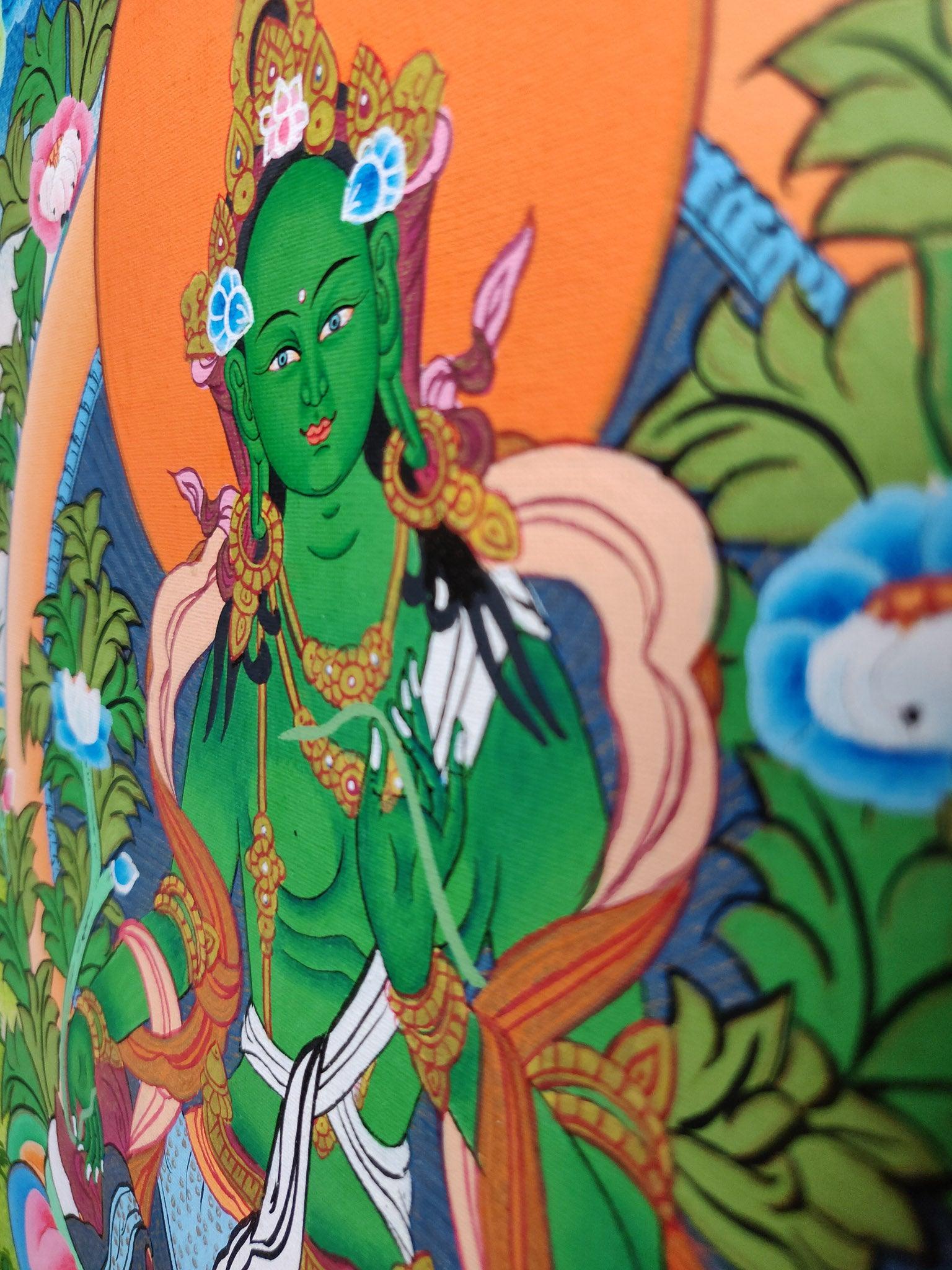 Green Tara Handmade Authentic thangka