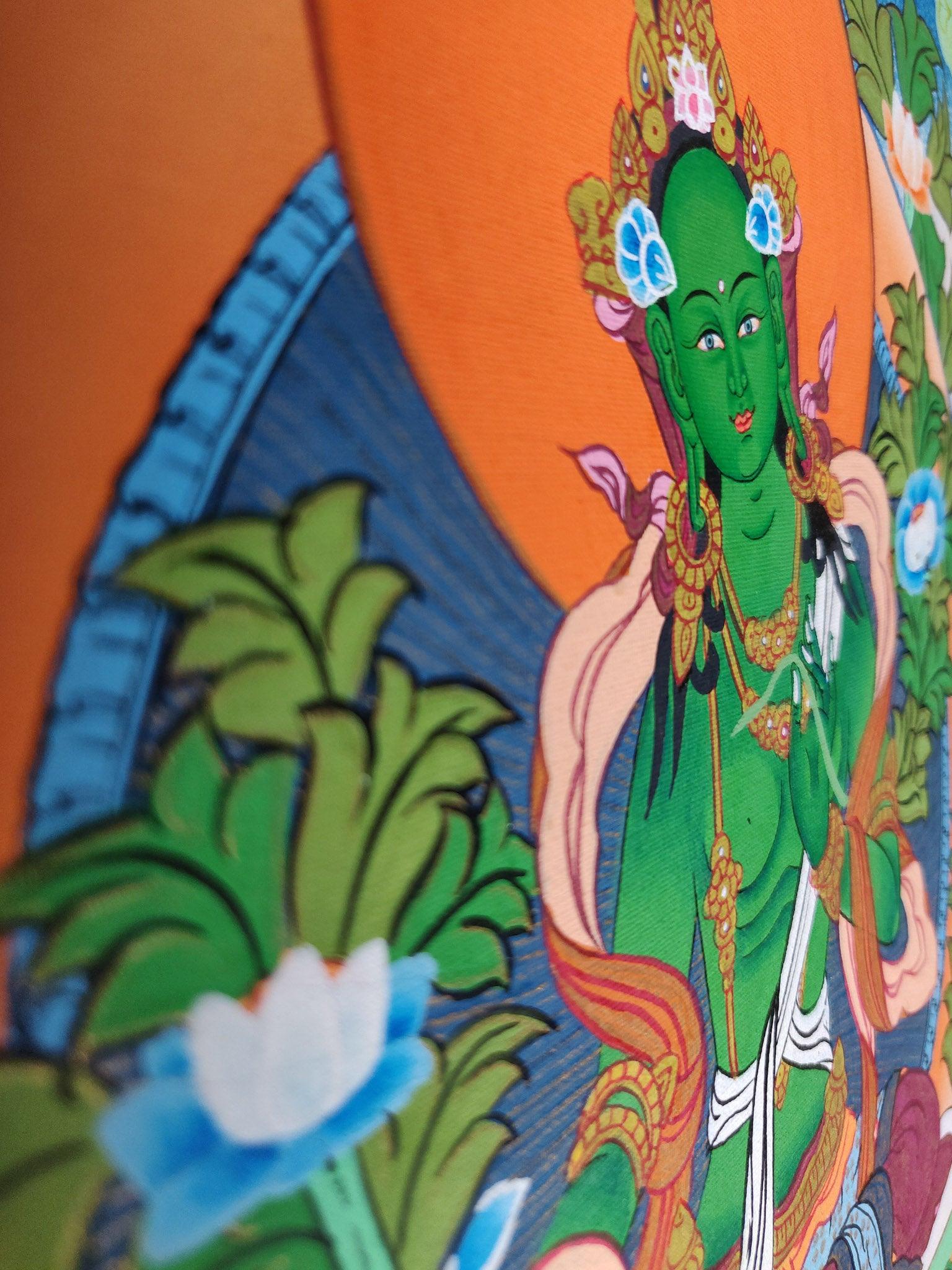 Green Tara Handmade Authentic thangka