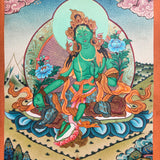 Handmade Green Tara Tibetan Thangka Painting