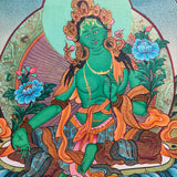 Handmade Green Tara Tibetan Thangka Painting