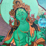 Handmade Green Tara Tibetan Thangka Painting