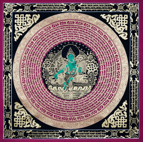 Green Tara Mandala - Best handpainted thangka painting - HimalayasShop