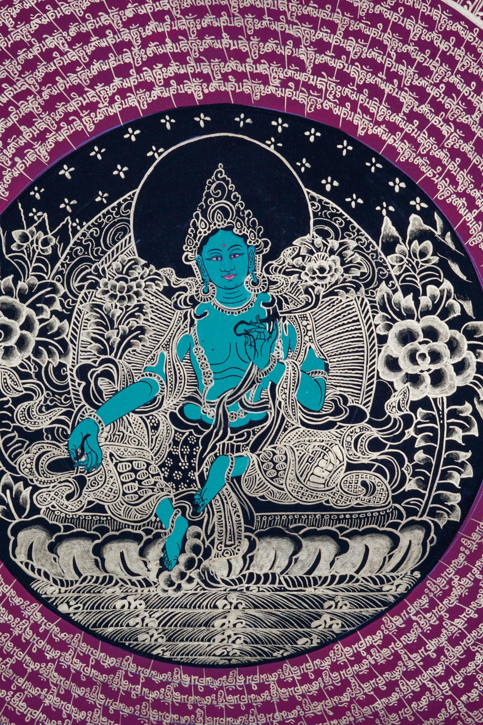 Green Tara Mandala - Best handpainted thangka painting - HimalayasShop