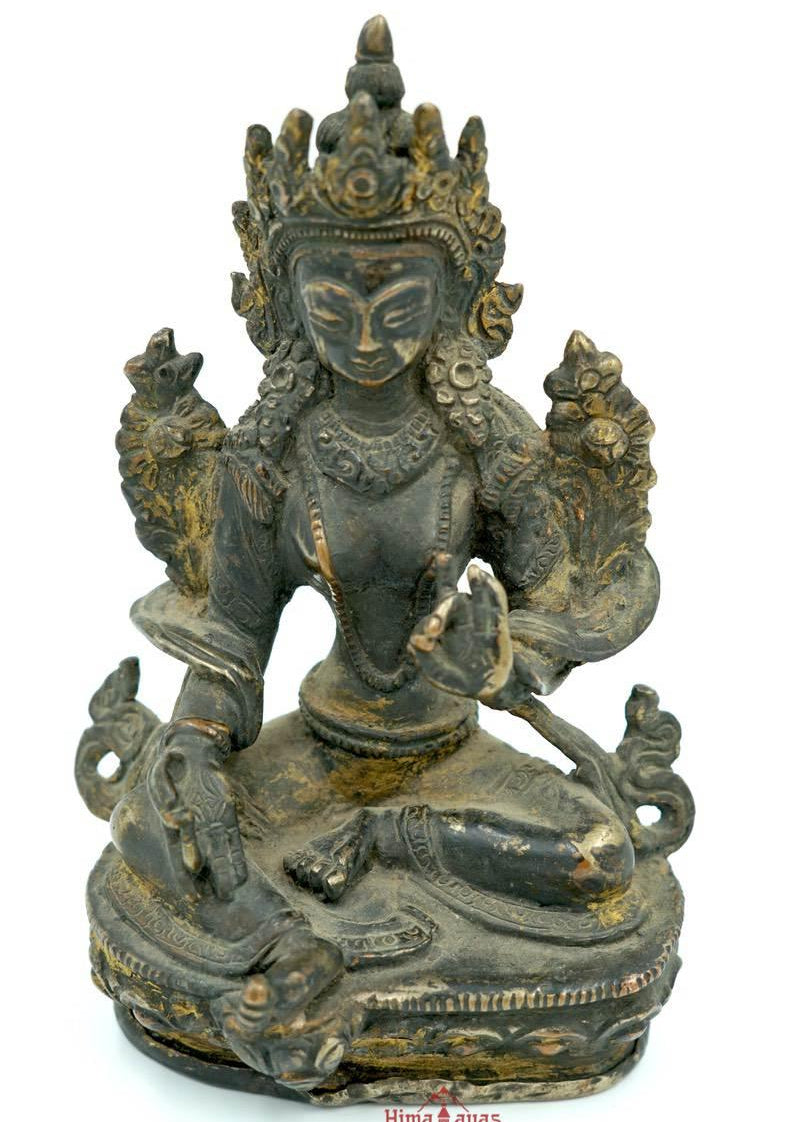 Brass Metal Green Tara Statue - Himalayas Shop
