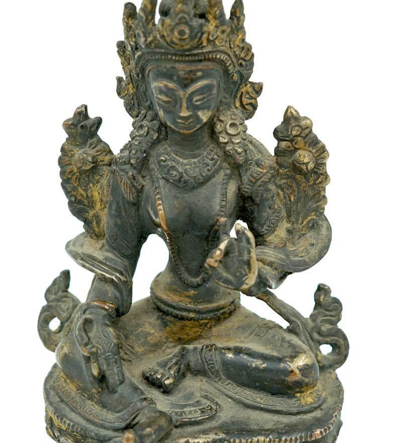 Brass Metal Green Tara Statue - Himalayas Shop