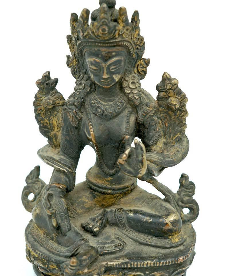Brass Metal Green Tara Statue - Himalayas Shop