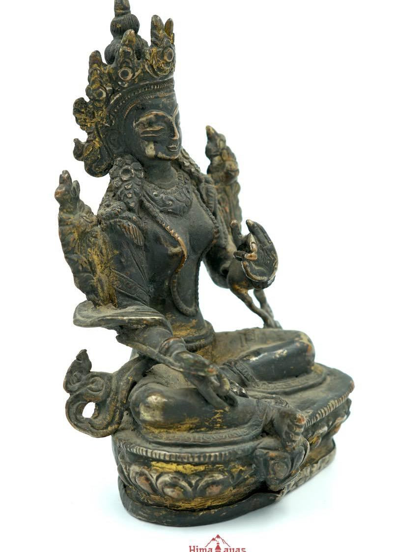 Brass Metal Green Tara Statue - Himalayas Shop