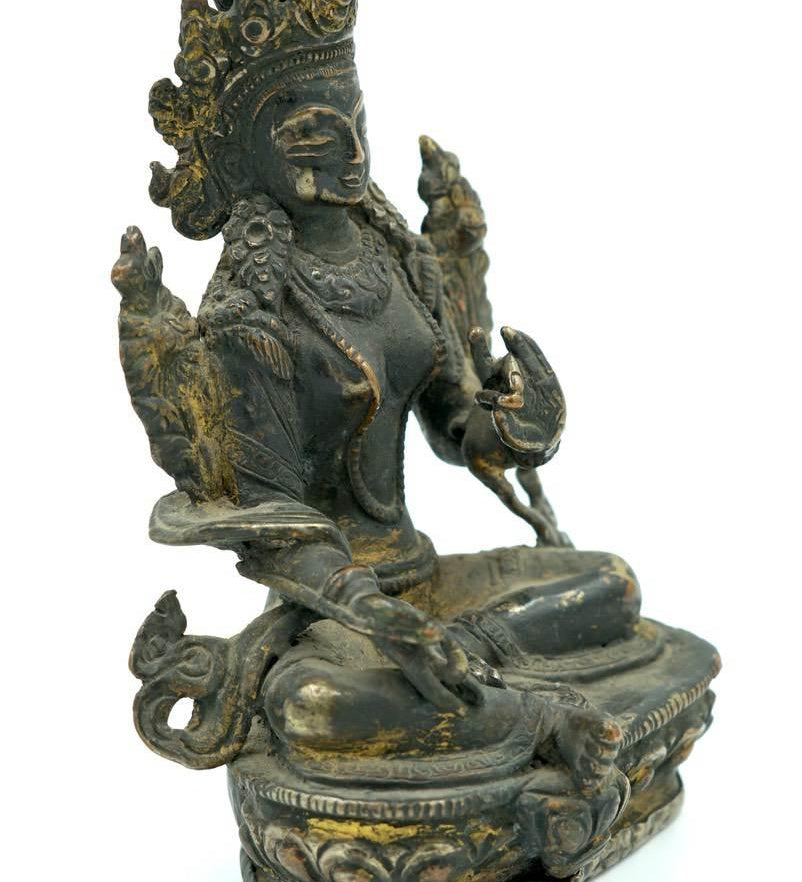 Brass Metal Green Tara Statue - Himalayas Shop