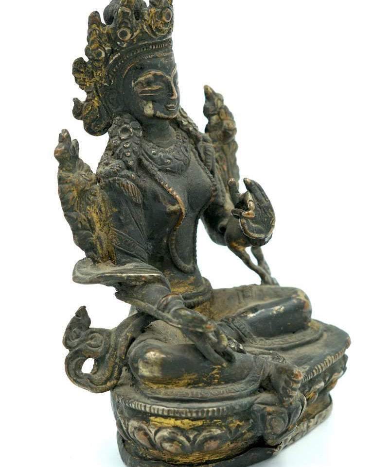 Brass Metal Green Tara Statue - Himalayas Shop