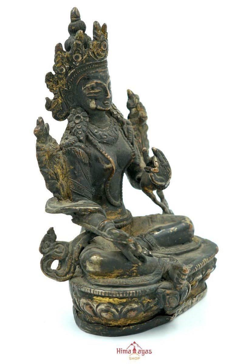 Brass Metal Green Tara Statue - Himalayas Shop