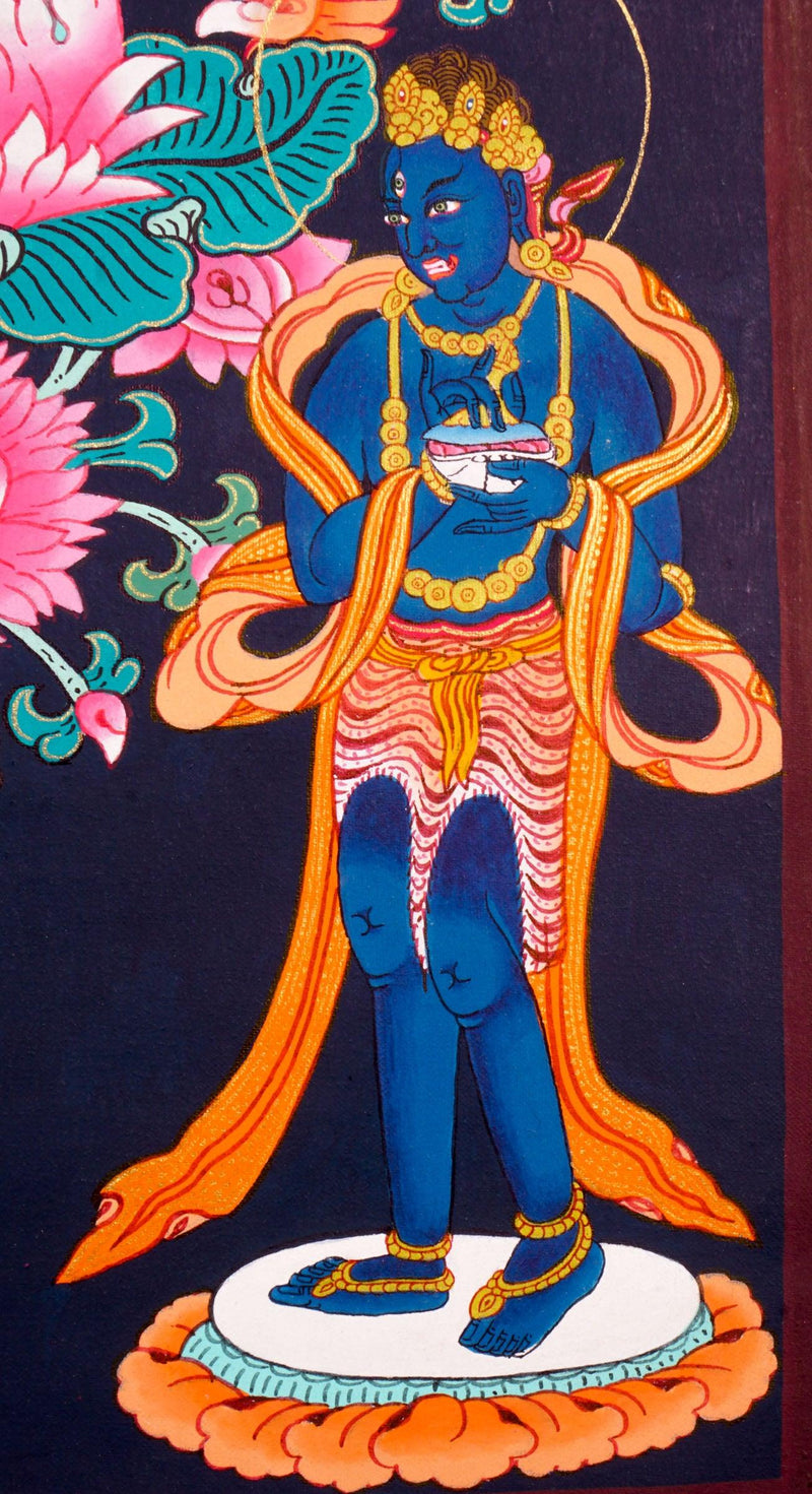 Green Tara Thangka painting - a unique piece of art by our master artist.