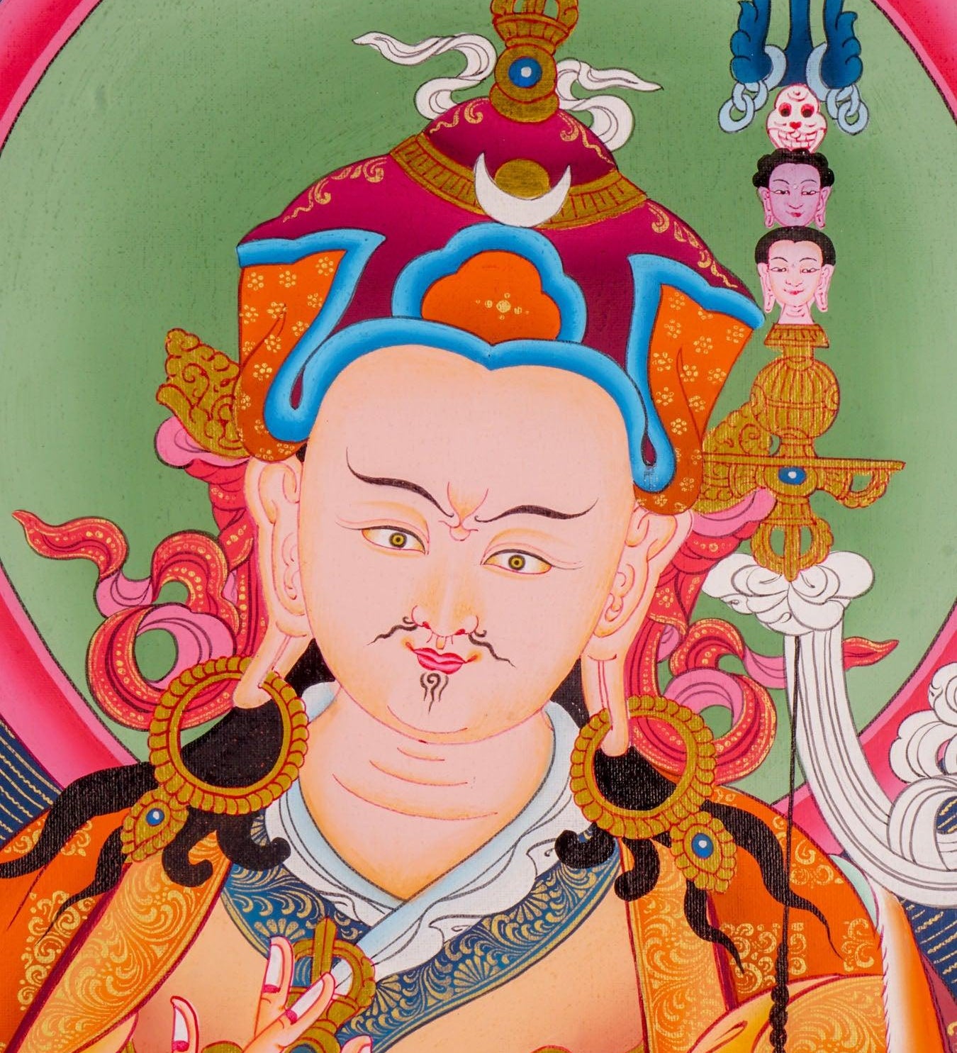 Guru Padmasambhava Thangka painting on cotton canvas for wall hanging and decoration