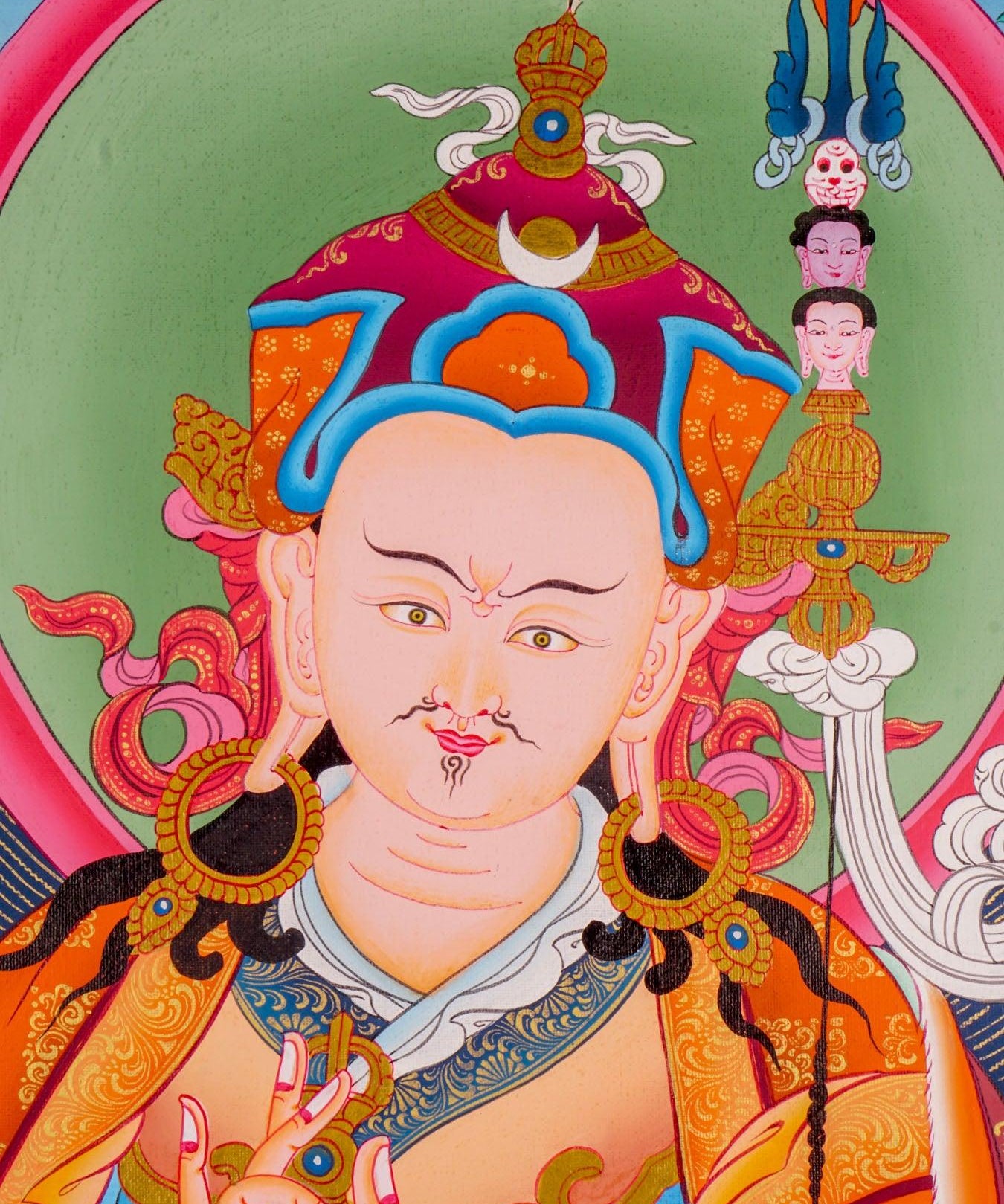 Guru Padmasambhava Thangka painting on cotton canvas for wall hanging and decoration