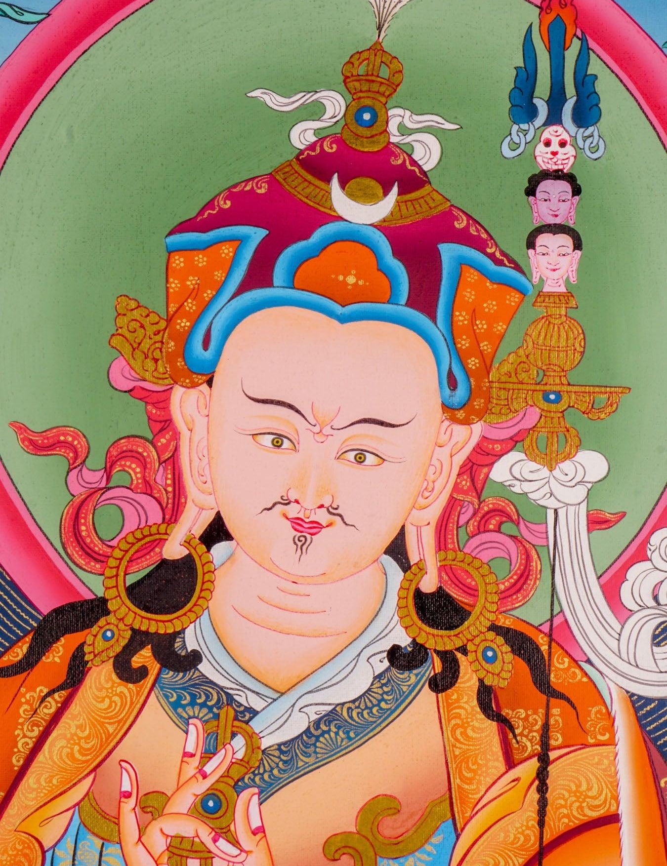 Guru Padmasambhava Thangka painting on cotton canvas for wall hanging and decoration