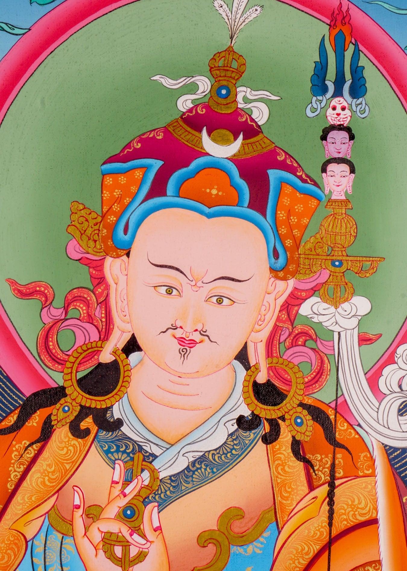 Guru Padmasambhava Thangka painting on cotton canvas for wall hanging and decoration