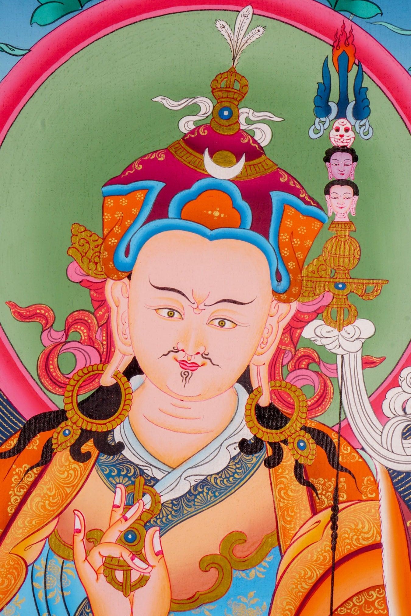 Guru Padmasambhava Thangka painting on cotton canvas for wall hanging and decoration