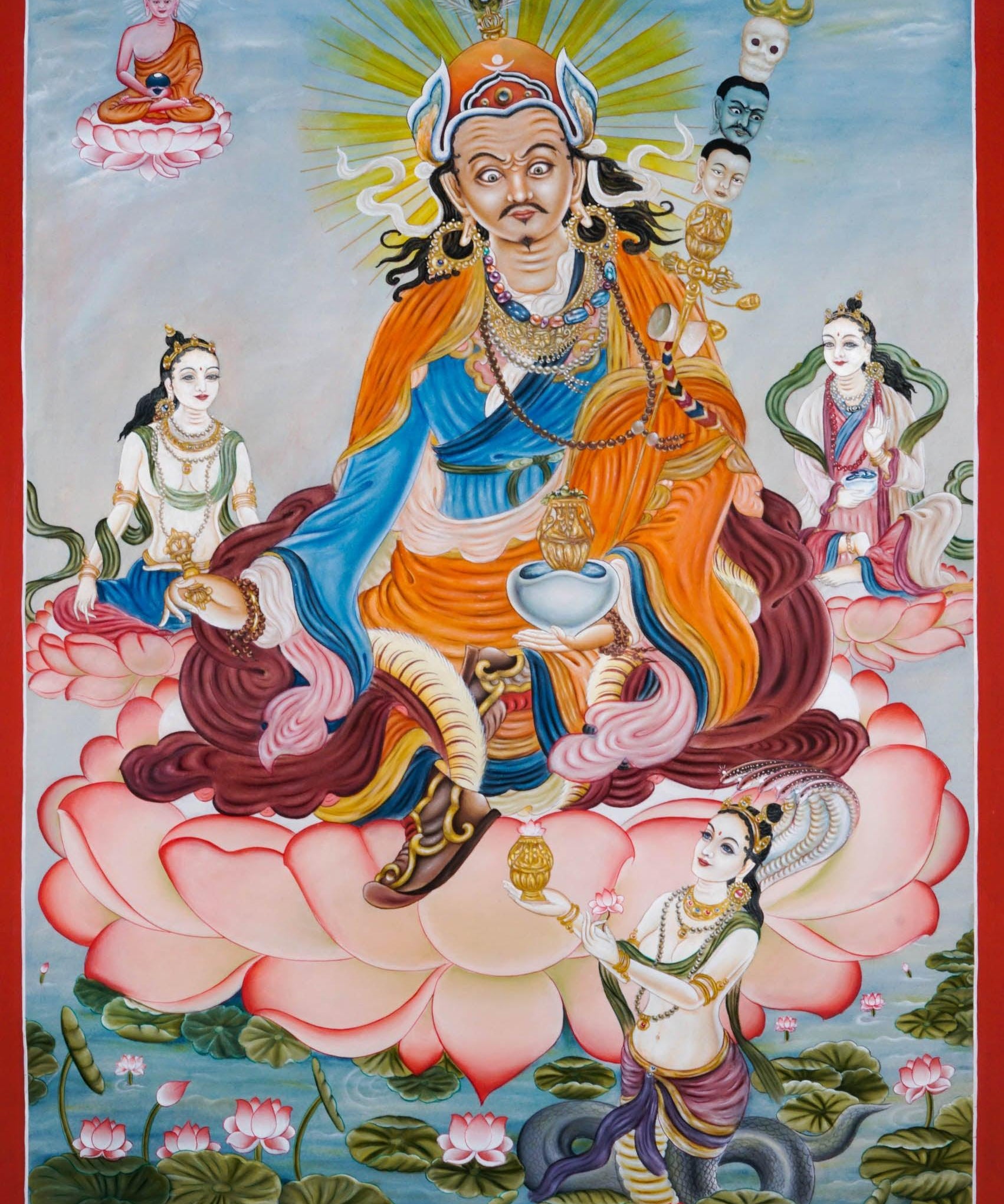 Guru Padmasambhava Thangka Art - Best handpainted thangka painting - HimalayasShop