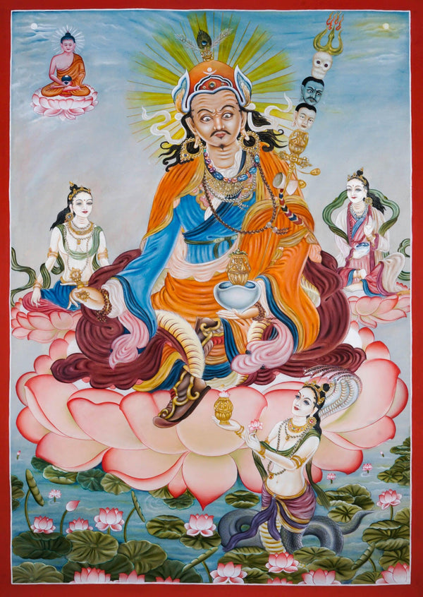 Guru Padmasambhava Thangka Art - Best handpainted thangka painting - HimalayasShop