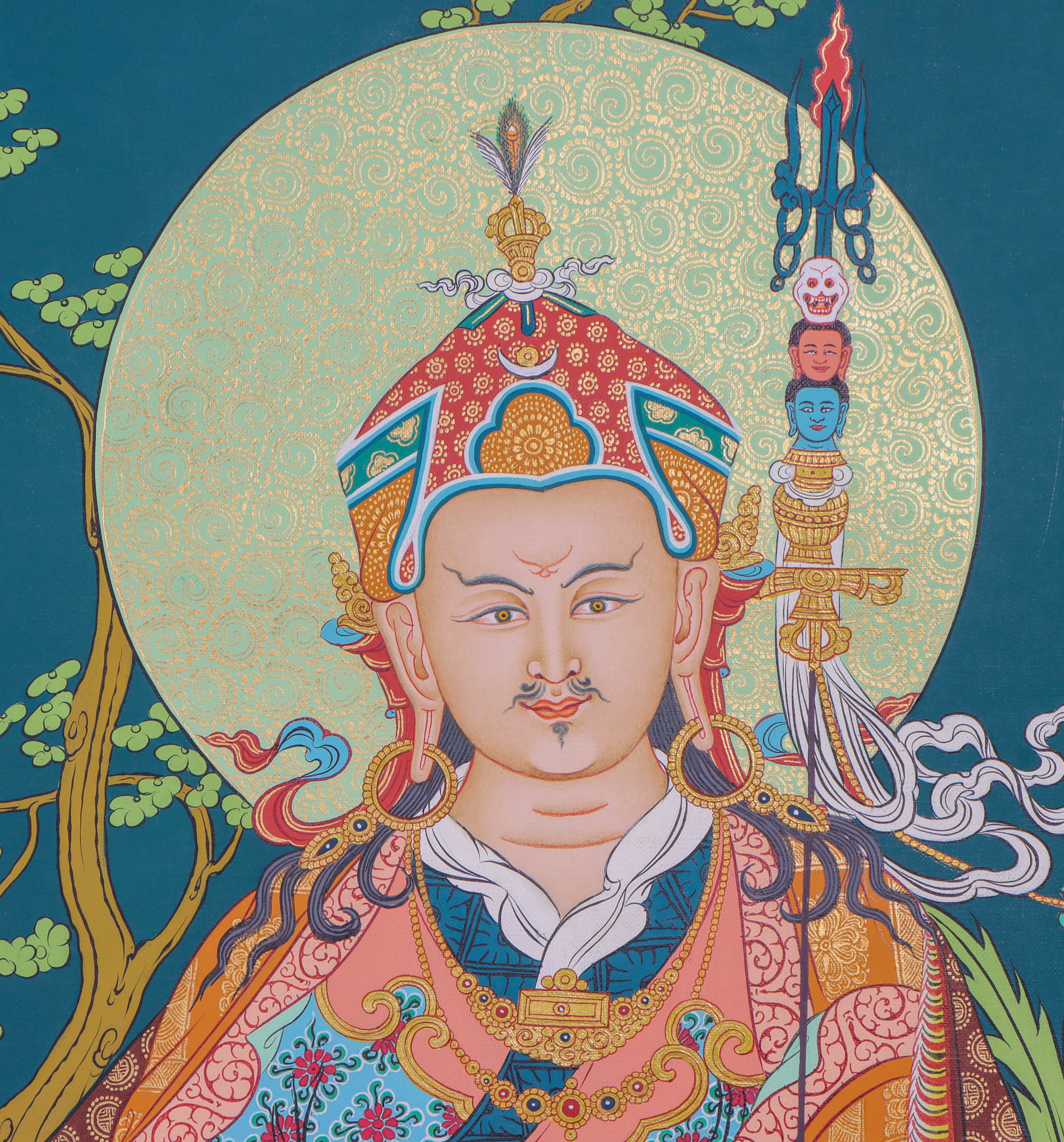 Guru Rinpoche Thangka Painting - Karma Gadari Thangka - Himalayas Shop