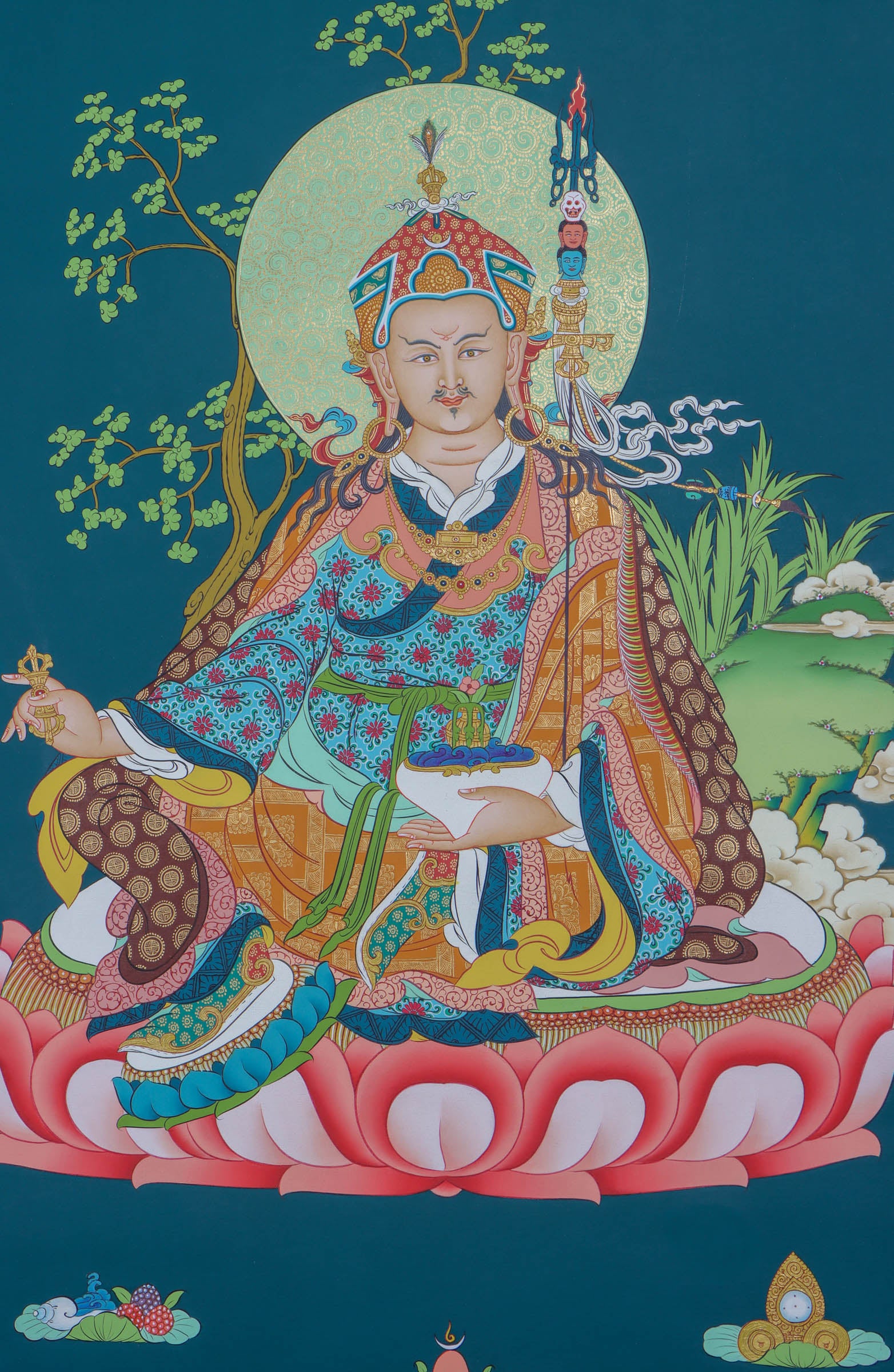 Guru Rinpoche Thangka Painting - Karma Gadari Thangka - Himalayas Shop