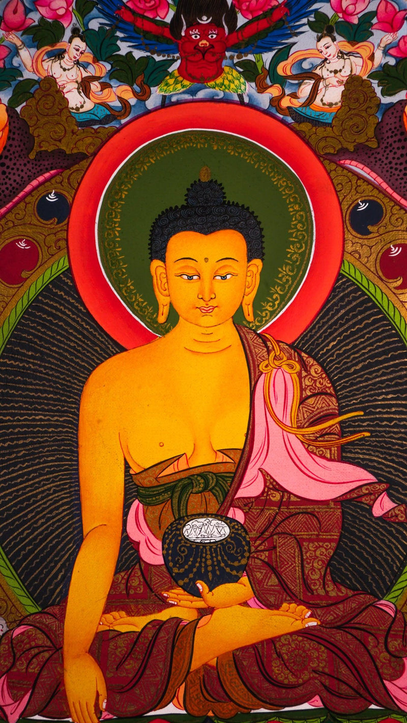 Buddha Enlightenment thangka art on cotton canvas for wall hanging