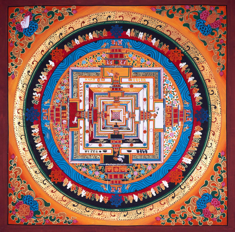 Sky Blue Mandala | Thangka Painting by Artisan from Himalayas - Himalayas Shop