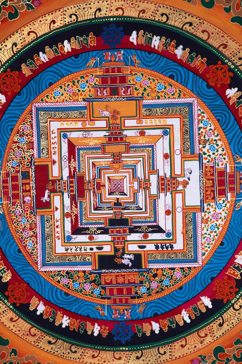 Sky Blue Mandala | Thangka Painting by Artisan from Himalayas - Himalayas Shop