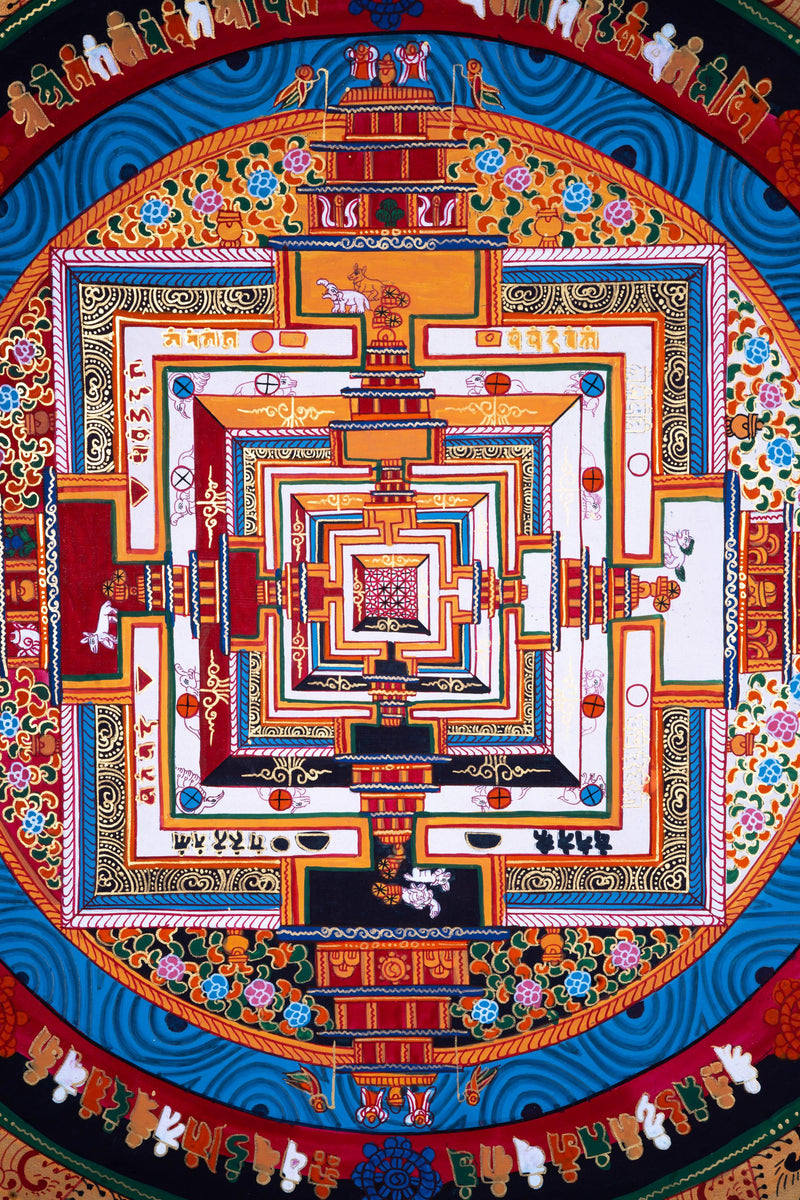 Sky Blue Mandala | Thangka Painting by Artisan from Himalayas - Himalayas Shop