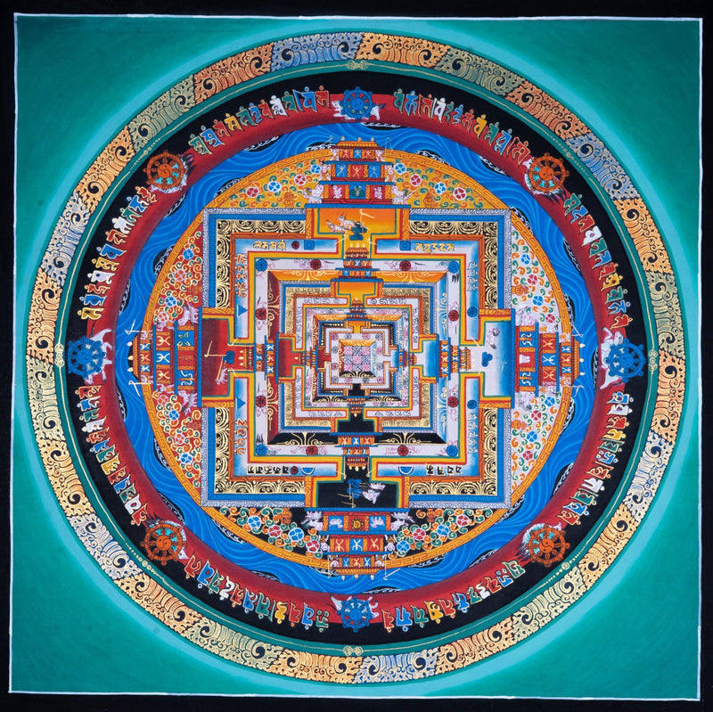 Sky Blue Mandala | Thangka Painting by Artisan from Himalayas - Himalayas Shop