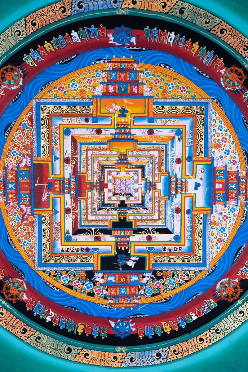 Sky Blue Mandala | Thangka Painting by Artisan from Himalayas - Himalayas Shop