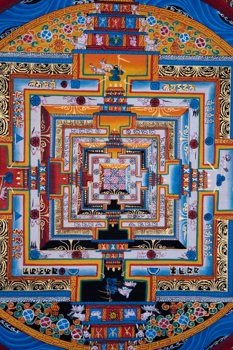 Sky Blue Mandala | Thangka Painting by Artisan from Himalayas - Himalayas Shop