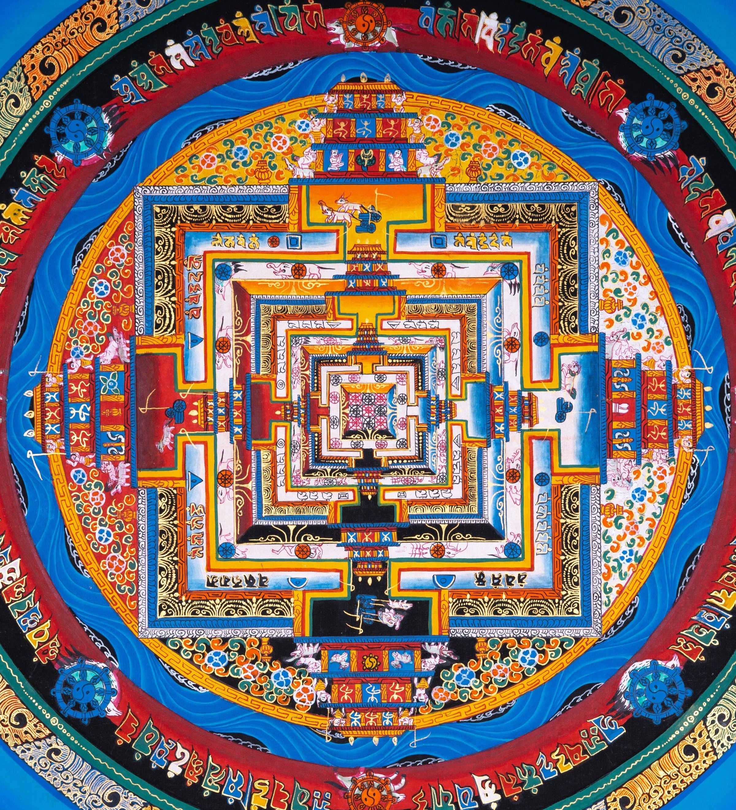 Kalchakra Mandala Tibetan Art | Thangka Painting by Artisan from Himalayas - Himalayas Shop