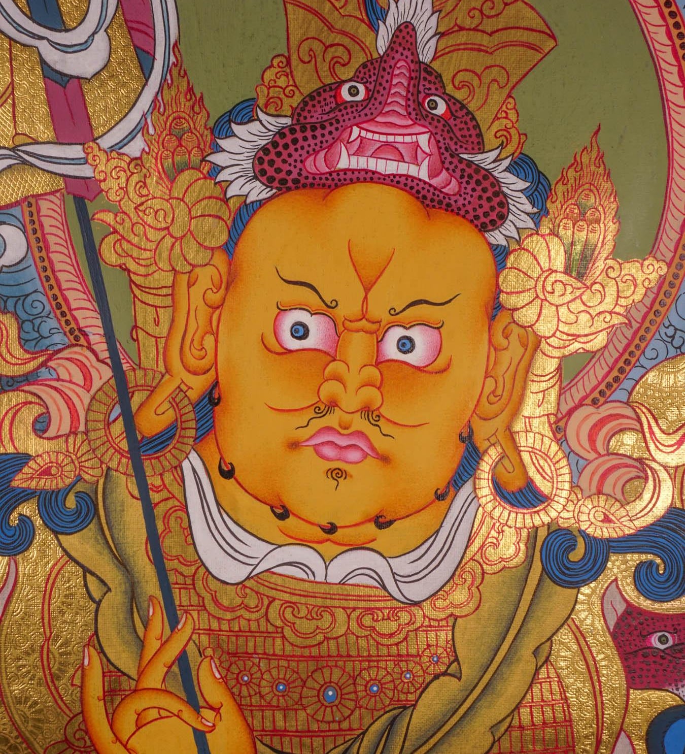 Tibetan Thangka art of Singh Kuber with 24k gold high quality