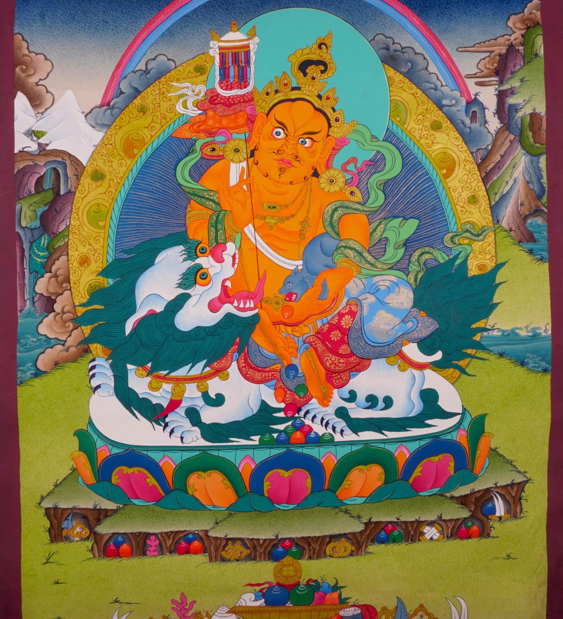 Singh Kuber Tibetan Thangka Art of Wealth and prosperity