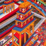 Kalchakra Mandala Thangka Painting on canvas with 3 D to show each dimension of Mandala in details