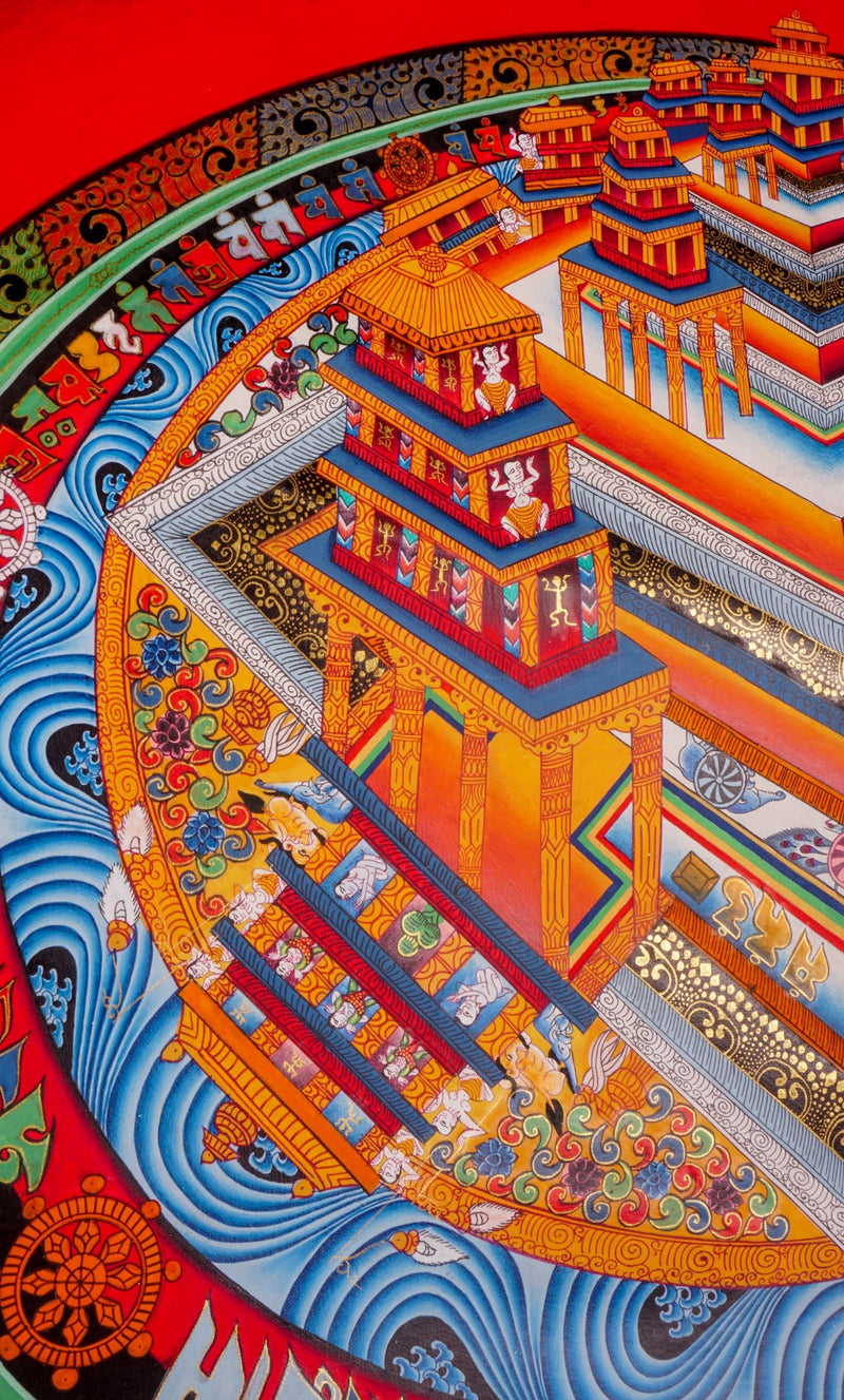 Kalchakra Mandala Thangka for spiritual practice- 3rd dimension Mandala thangka painting Nepal