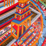 Kalchakra Mandala Thangka Painting on canvas with 3 D to show each dimension of Mandala in details