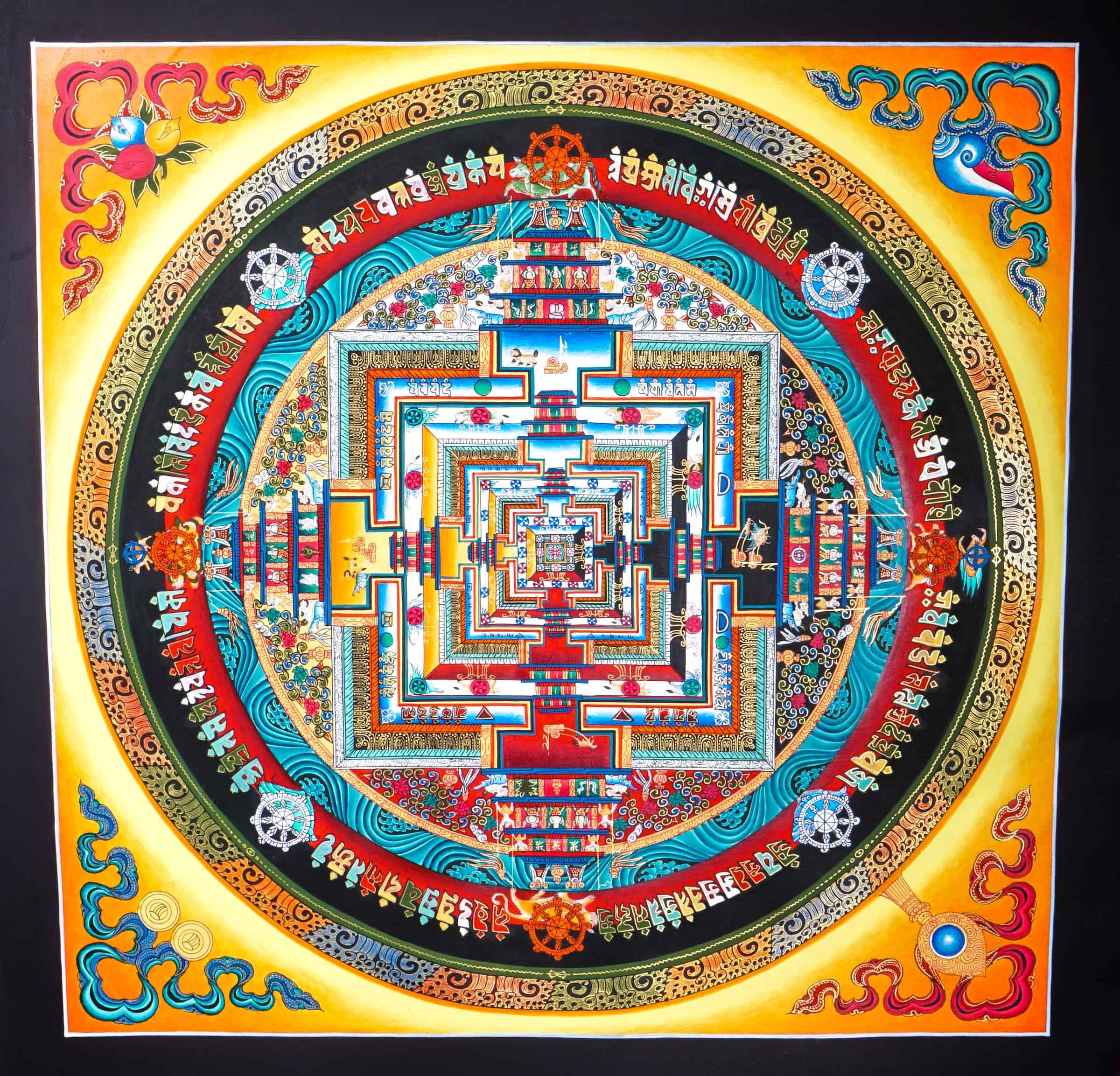 Sun Rise Energy Tibetan Kalchakra Mandala Painting - Himalayas Shop