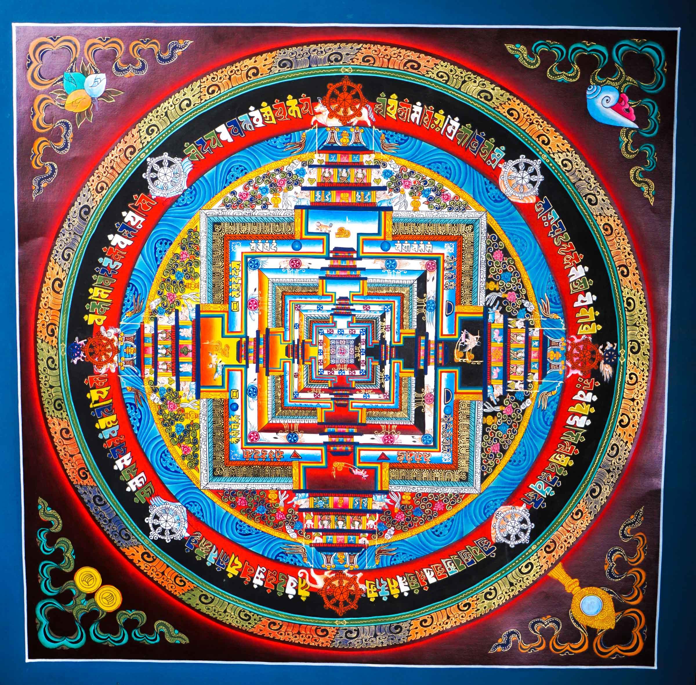 Tibetan Style Endless Knot Kalachakra Mandala Thangka Art - Himalayas Shop