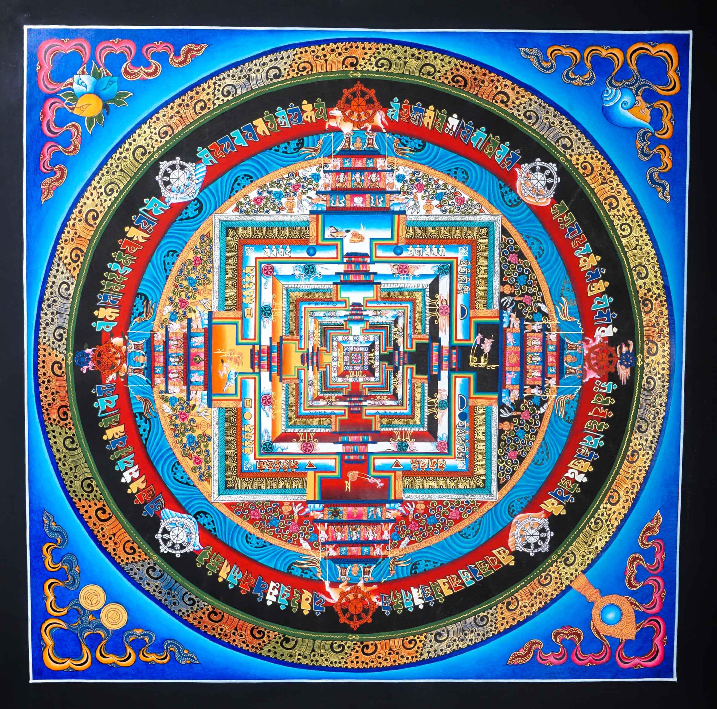 Tibetan Style Endless Knot Kalachakra Mandala Thangka Art - Himalayas Shop