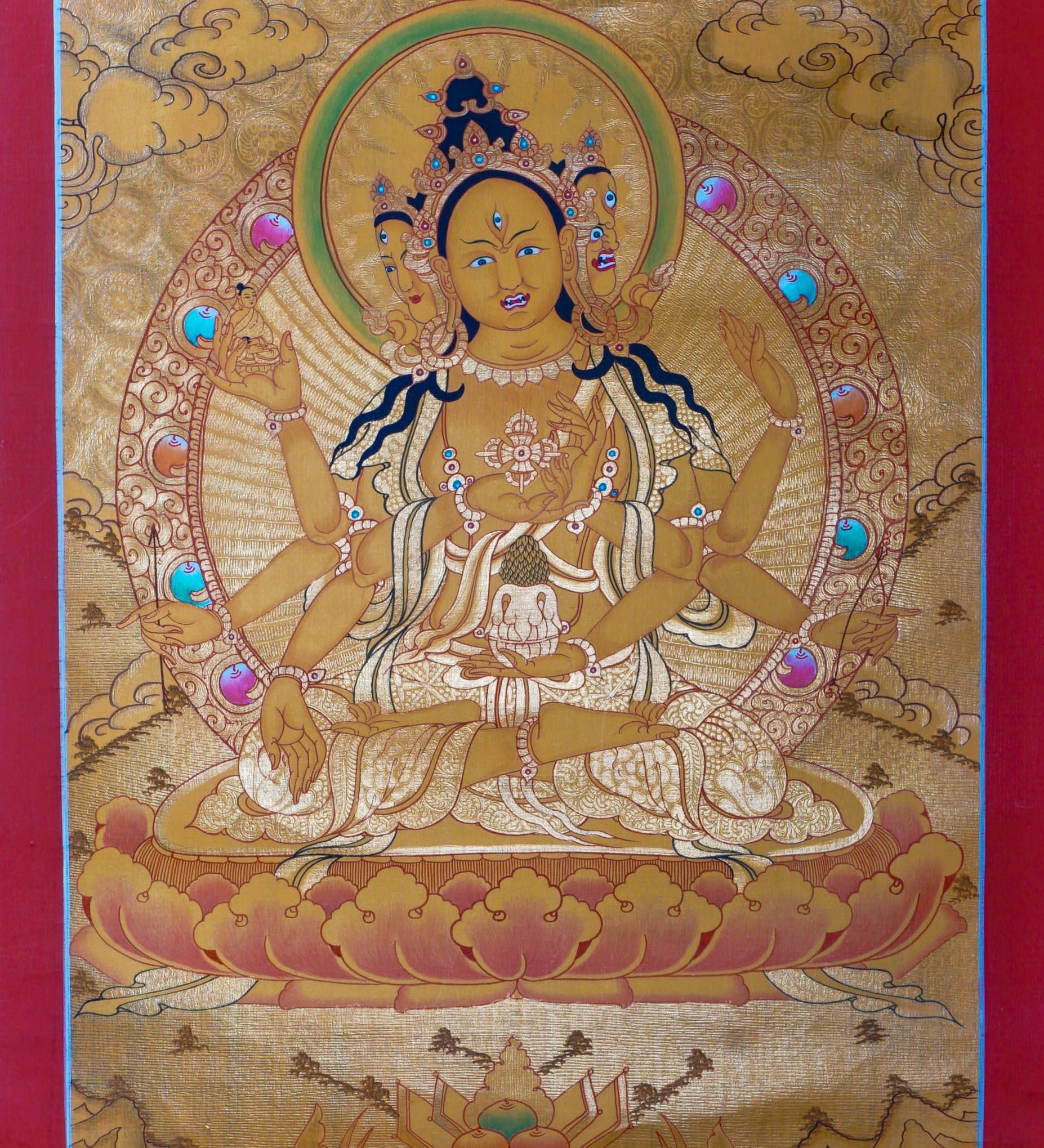 Golden Namgyalma (Sitapatra) Thangka