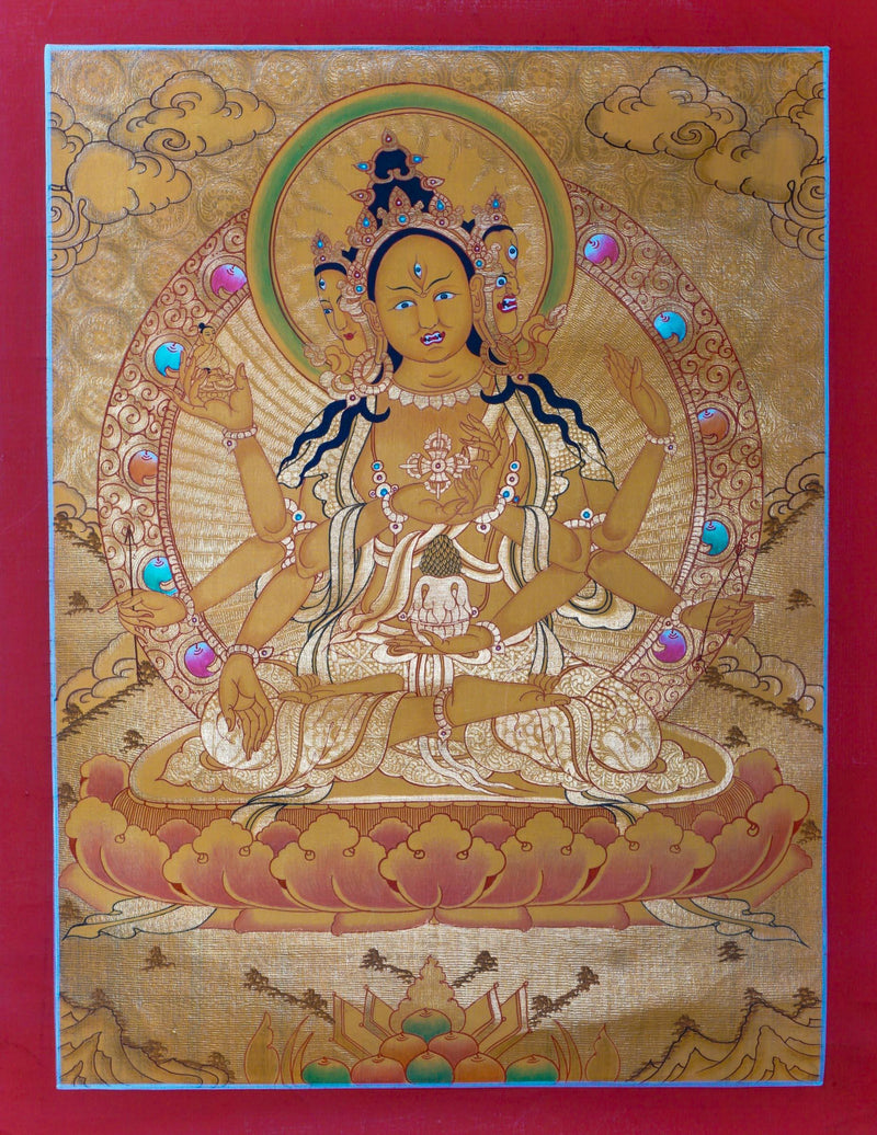 Golden Namgyalma (Sitapatra) Thangka